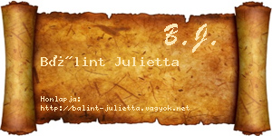 Bálint Julietta névjegykártya